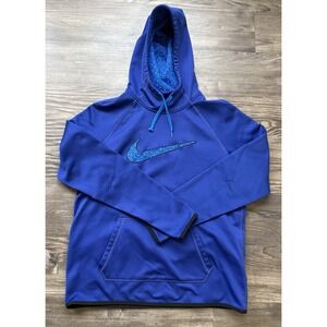 Nike Hoodie Womens Medium Blue Therma Fit Hoodie Pullover Sporty Gym Girl Y2K